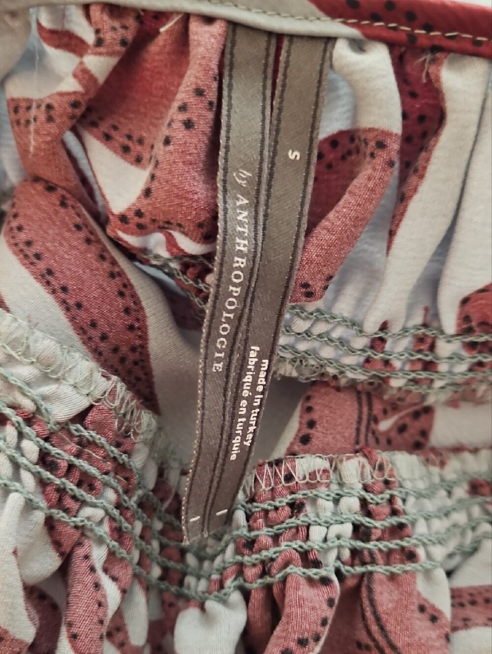 Anthropologie Dusty Blue Dress with Rust Floral Motif - Picture 5 of 5